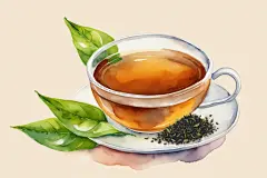 清新手绘甜美珍贵的茶叶图片插画