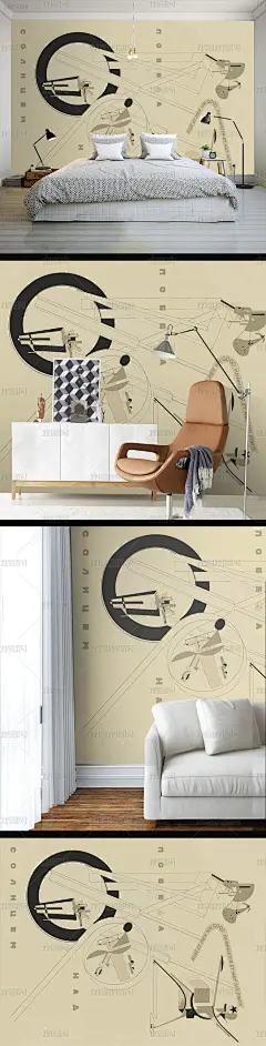 现代简约手绘涂鸦个性墙纸