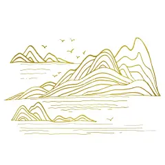 古风山水图案  - 源文件下载【酷图网】山水服装绣花,山水印花图案,金色山水,简笔画,工笔画,水墨画