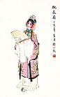 穆小玫笔下的水墨旦角儿，一行一止，皆意态风流 ~ via 匠仓 ​ ​​​​