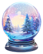 圣诞树—雪球在有圣诞树、山脉的森林里