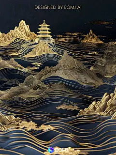 大美国风丨EQMJ AI绘制超绝古城鎏金山水画 - 小红书