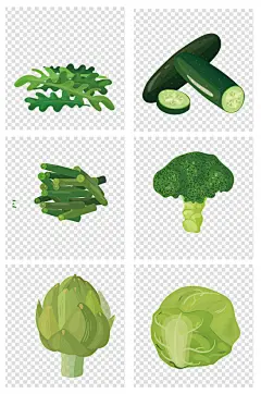 手绘青菜蔬菜白菜花菜莲藕免扣元素