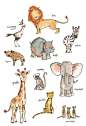 Jungle Nursery Art--Safari Friends--by Kit Chase #水彩#