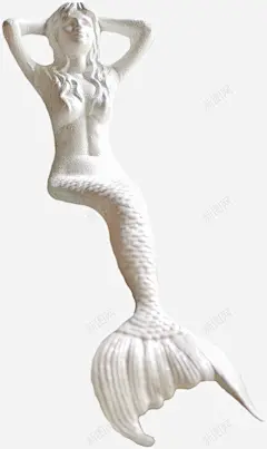 美人鱼雕塑高清素材 手绘 白色 美人鱼 长发 雕塑 鱼尾 免抠png 设计图片 免费下载
