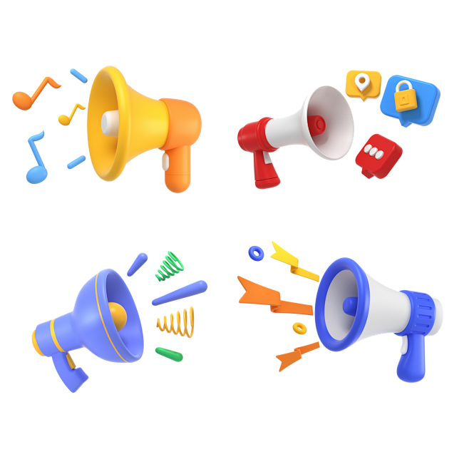 简洁时尚立体C4D喇叭3D插画元素__2...
