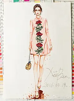 最近画D&amp;G着了迷 衣服都太美 有些画不过来了@DolceGabbana @设计帝国 @搭配师林欣@服装插画手册  @徐峰立Studio #服装手绘##服装效果图##手绘时装插画#