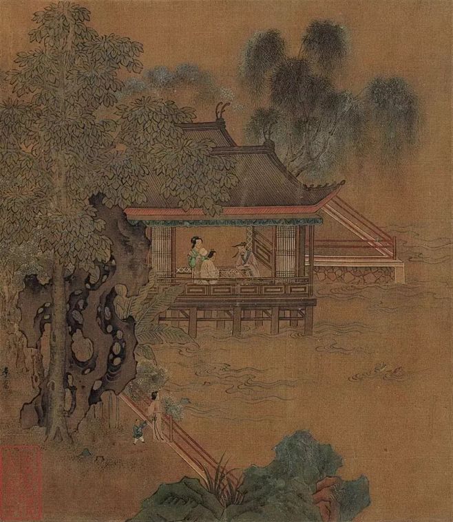 亭台楼阁好乘凉 | 细数古画中的建筑设计_cm : 纨扇之上的界画除了采用一角半边的远景构图，拉近视距缩短景深的作品也是不少见的，赵大亨的《薇 ...