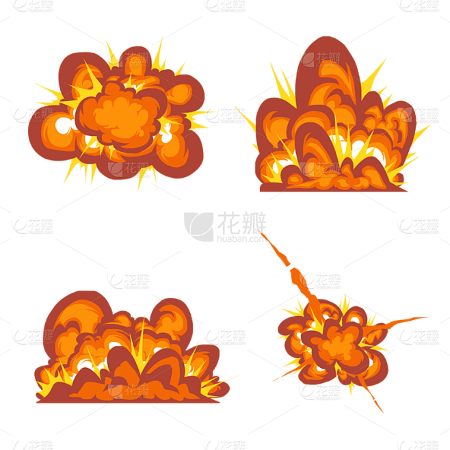 橙色卡通手绘爆炸元素1
