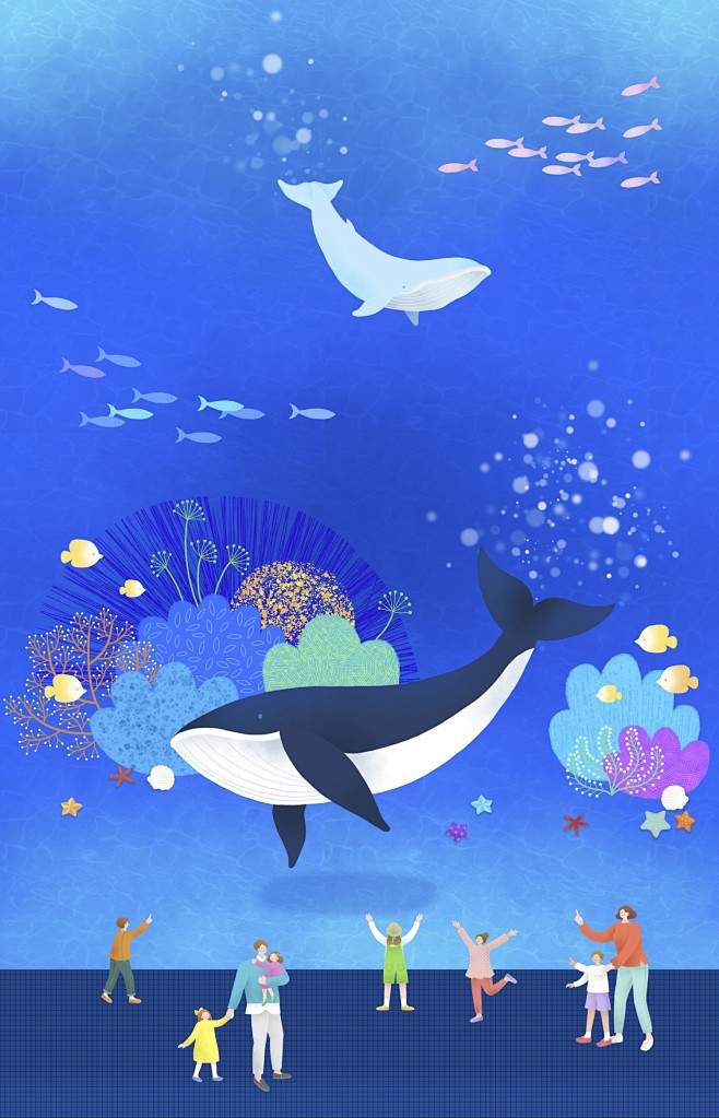 亲子旅行插画