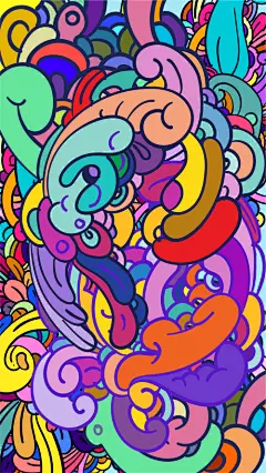 矢量图手绘抽象潮流七彩艺术涂鸦背景