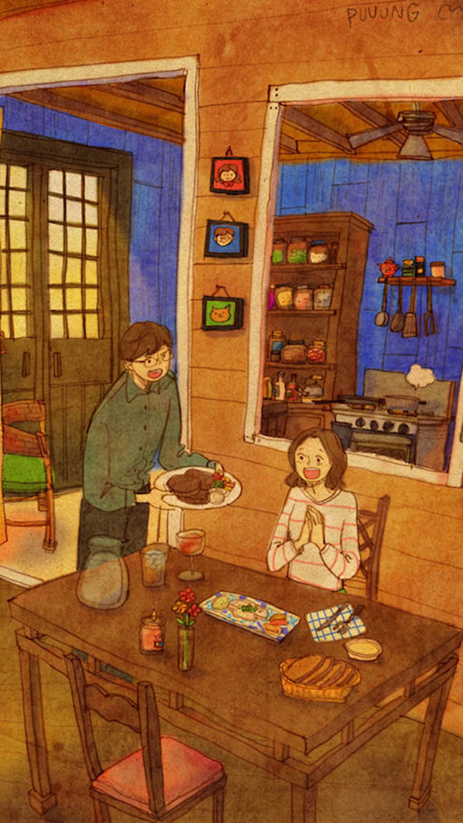 韩国插画师puuung的暖心爱情故事