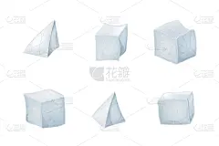 金字塔形,冰块,透明,湿,清新,砖,霜,三维图形,布置,写实