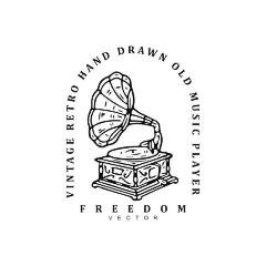 复古留声机标志logo矢量图设计素材