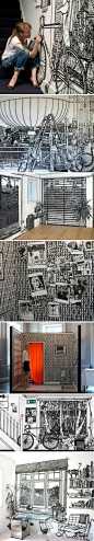 Charlotte Mann, a British artist known for her wall drawings and drawn room installations