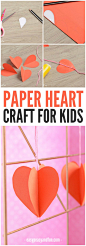 3D Paper Heart Craft - Easy Peasy and Fun : Simple paper crafts can be the most fun and adorable, and this certainly goes for this 3D paper heart craft. It’s easy to make and you can quickly decorate the whole room with a love filled garland, perfect for 