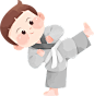 儿童教育文化类场景插画-跆拳道男孩