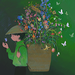 Qz05Ux1r采集到人与植物花卉插画