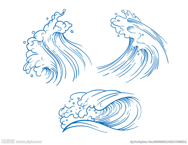 海浪矢量线稿