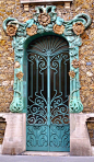 Beautiful Old World Art Nouveau facade door in Courbevoie, Hauts-de-Seine, France·                                                                                                                                                                             