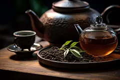 泡茶品茶茶文化茶杯新鲜茶盘茶壶图片摄影图