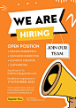 Orange White Creative We're Hiring Poster