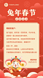 企业春节祝福新年祝福兔年大吉贺卡海报