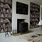 Ivory and Vintage Bookshelf Wallpaper by Graham and Green