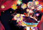 blonde, anime, anime girls, colorful, flower in hair | 1496x1059 Wallpaper - wallhaven.cc