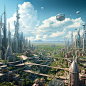 futuristic city skyline, extremely far in the future setting, engineering, plant life, renewable energy sources, extreme detail, daytime, massive scale