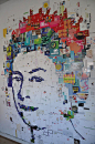 Amir Zainorin：明信片拼贴肖像，印象时代里的记忆#平面设计# #创意街# #创意# #素材# #色彩#