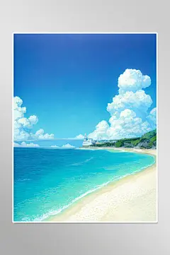 数字艺术海边大海插画-众图网