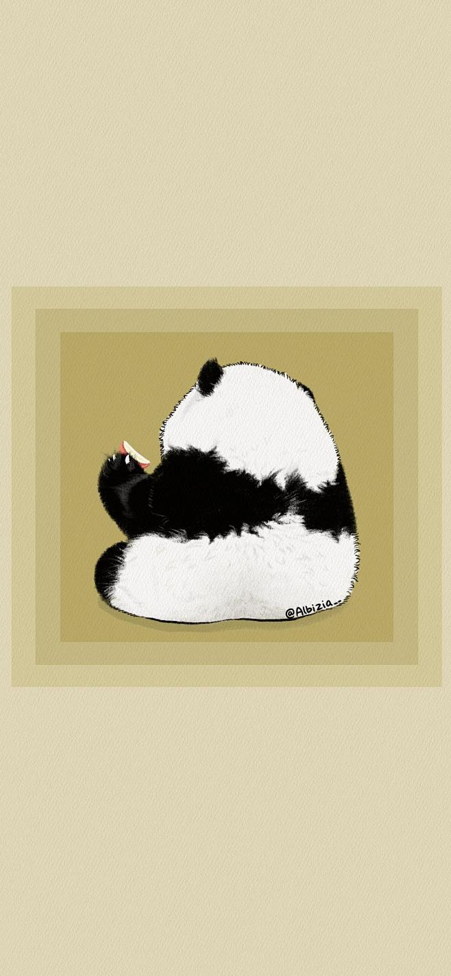 可爱熊猫插画壁纸，花花果赖-今日头条
