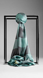 Burberry Pale Canvas Blue Check Silk Satin Scarf - Elegant silk satin scarf in check. Discover the scarves collection at Burberry.com