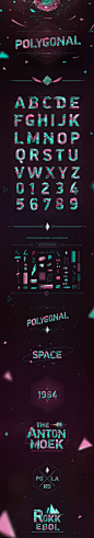Polygonal Alphabet on Behance 英文字母和数字文字LowPoly低面低多边形素材抽象平面设计艺术元素模板 low poly triangles