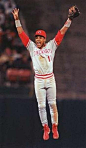 From the #Cincinnati #Enquirer - Cincinnati #Reds Shortstop Barry Larkin celebrates a 1990 World Series win