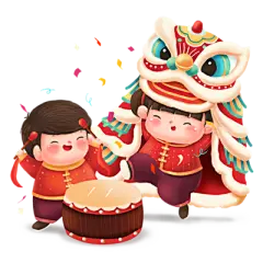 【米图网-52mitu.com】新年 春节 插画 手绘 鼓 打鼓新年