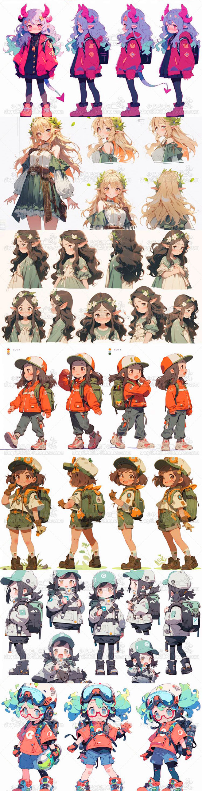 卡通二次元女孩插画素材 Q版可爱人物临摹...