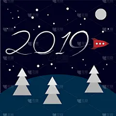概念,漫画,新年前夕,火箭,太空船,脉搏图,一月,雪,模板,问候