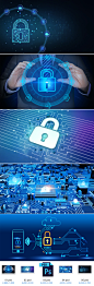 互联网科技网络安全防护锁钥匙密码海报素材