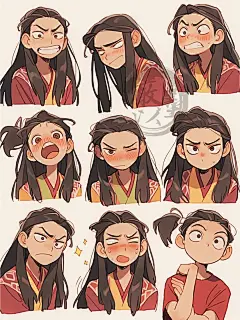 AI绘画｜古风美男头部多视图表情包 cute_10_严以墨_来自小红书网页版