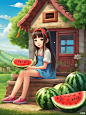 吃西瓜的小女孩 (5)
