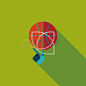 Basketball flat icon with long shadow