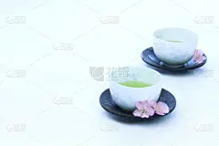 绿茶,樱之花,饮料,白色,茶,贺卡,白色背景,高雅,粉色,饮食