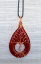 Tree of Life wire wrapped Carnelian stone by RecycledBeautifully, $38.00: @北坤人素材