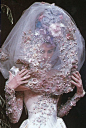 Christian Lacroix Haute Couture wedding dress 1996.  Lauren--- what a terrific veil.  ;-)