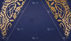 深蓝色旗帜与希腊黄金装饰和空间为您的标志或文本