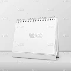 矢量的现实水平空白螺旋日历特写站在白表。设计模板、 样机。股票的矢量图 eps10