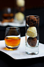 Dark Chocolate and Coconut Truffles Trio with French Dessert Wine