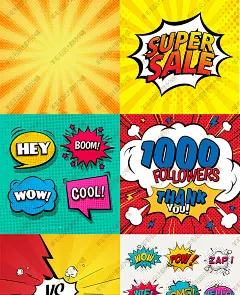 pop波谱美式漫画卡通爆炸对话框故事版背景设计素材打包下载ai-淘宝网